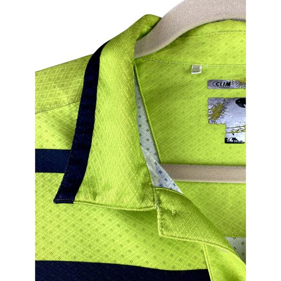 Adidas ClimaCool Lime Green Striped Mesh Short Sleeve Polo Golf Shirt Medium - Picture 3 of 8